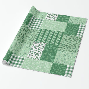 Grüne Shamrock-Faux-Patchwork-Geschenkpapier Geschenkpapier