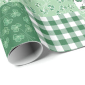 Grüne Shamrock-Faux-Patchwork-Geschenkpapier Geschenkpapier (Rolleneckpunkt)