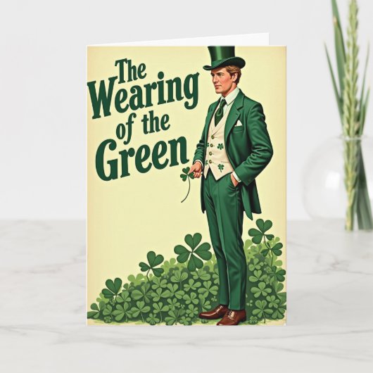 Grüne Shamrock-Männerkarte Karte (Vorderseite)