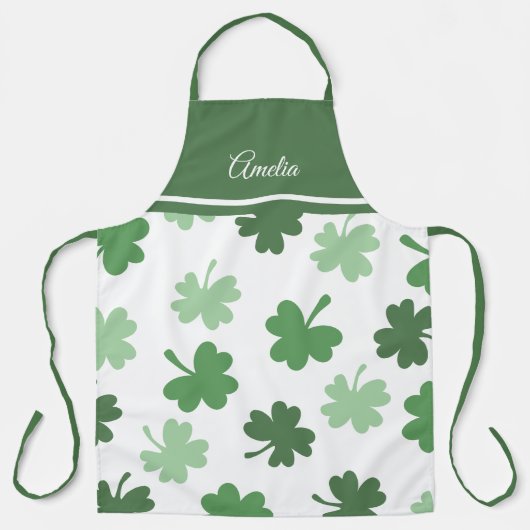 Grüne Shamrock-Muster St. Patrick's Day Schürze (Vorderseite)