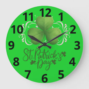 Grüne Shamrock St. Patrick's Day Wanduhr