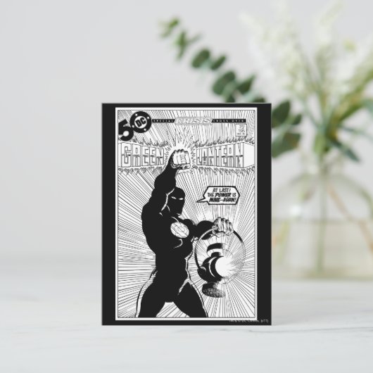 Grüne Signalleuchten - glühende Laterne, schwarz u Postkarte (Stehend Vorderseite)