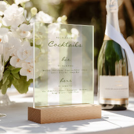 Grüne Signature-Cocktails Hochzeit  Acrylschild