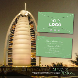 Grüne Silber-Dekoration glänzende Diamanten und Lo Visitenkarte