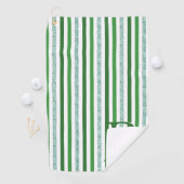Grüne Silber Glitzer Streifen Mit Monogramm, kunde Golfhandtuch (Insitu)