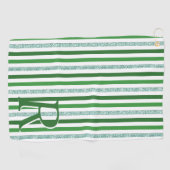 Grüne Silber Glitzer Streifen Mit Monogramm, kunde Golfhandtuch (Horizontal)