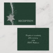 Grüne Silver Snowflakes Hochzeitsempfang einladen Begleitkarte (Vorne/Hinten)