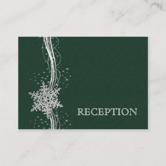 Grüne Silver Snowflakes Hochzeitsempfang einladen Begleitkarte