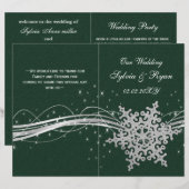 Grüne Silver Snowflakes Hochzeitsprogramme gefalte (Vorne/Hinten)