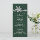 Grüne Silver Snowflakes Winterkarten Menükarte (Stehend Vorderseite)