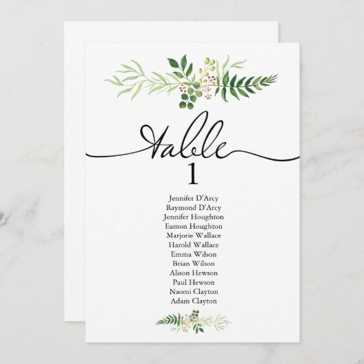 Grüne Single Hochzeitskarte, moderner Schriftart Einladung (Vorne/Hinten)