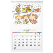 Grüne Single Page School Year Calendar Kids Kalender (Jan 2027)
