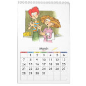 Grüne Single Page School Year Calendar Kids Kalender (Mär 2027)
