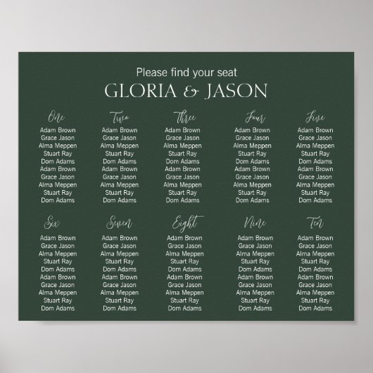 Grüne Sitzkarte Poster (Vorne)