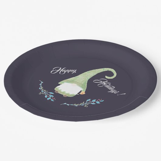 Grüne skandinavische Gnome Holiday Paper Teller (Schrägansicht)