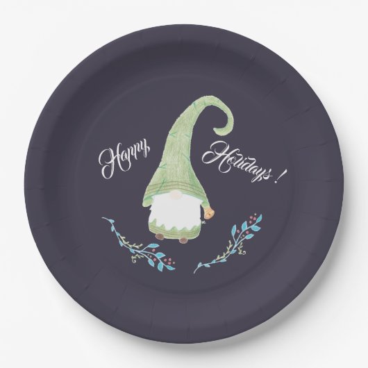 Grüne skandinavische Gnome Holiday Paper Teller (Vorderseite)