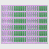 Grüne Skier im lila Hintergrund Geschenkpapier (Flach)