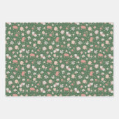 Grüne skizzierte Blumen Geschenkpapier Set (Vorderseite 2)