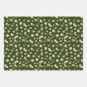 Grüne skizzierte Blumen Geschenkpapier Set (Vorderseite)