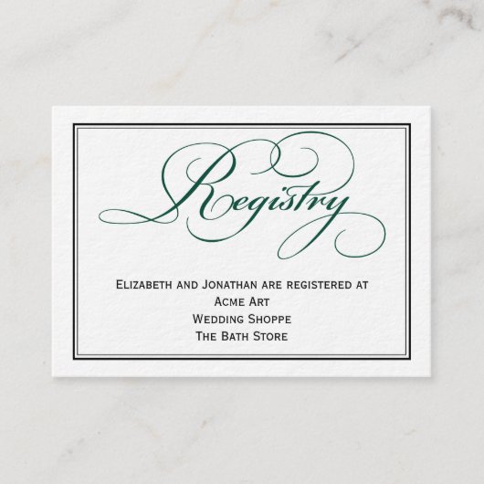 Grüne Skriptaufschrift: Registrierungsinformatione Begleitkarte (Vorderseite)