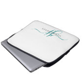 Grüne Skriptmonogramm-Initialen Minimalistisch Laptopschutzhülle (Vorne Knopf)