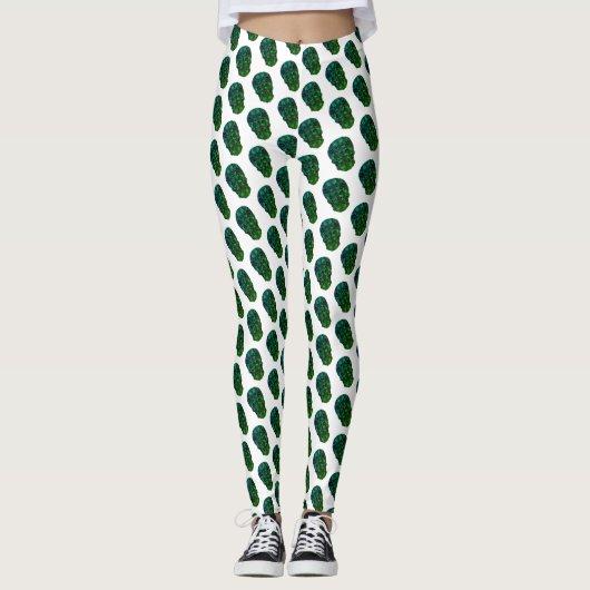 Grüne Skulpturen Muster Leggings (Vorderseite)