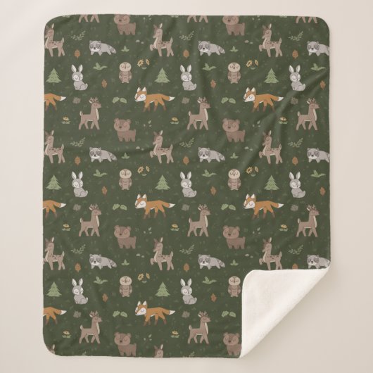 Grüne Sleepy Little Woodland Critters Sherpadecke (Vorderseite)