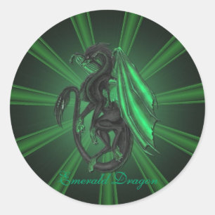 Grüne Smaragddrache-Aufkleber Runder Aufkleber