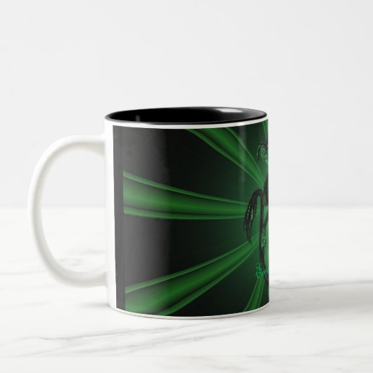 Grüne Smaragddrache-Muster-Tasse Zweifarbige Tasse (Links)