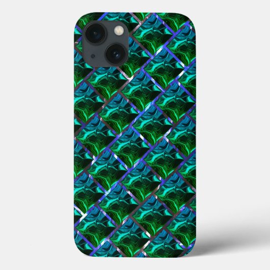 Grüne Smaragde und Kurven unter Nickelgitter Case-Mate iPhone Hülle (Rückseite)