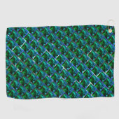 Grüne Smaragde und Kurven unter Nickelgitter Golfhandtuch (Horizontal)