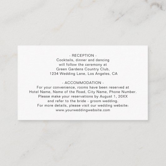 Grüne Smaragdgrüne Foliage Wedding Details ENC Begleitkarte (Rückseite)