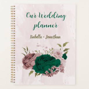 grüne Smaragdpink Blumen Hochzeit Planer