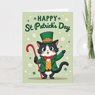 Grüne Smokingkatze Tageskarte Karte