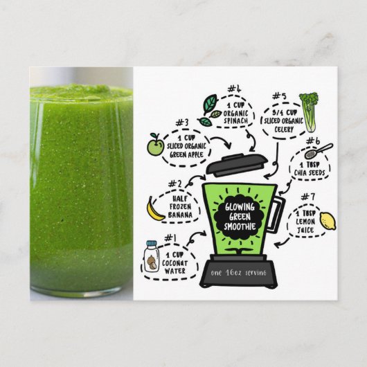Grüne Smoothie-Rezept Postkarte (Vorderseite)