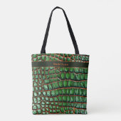 Grüne Snakeskin Muster Moderne Monogram Totbeutel Tasche (Rückseite)