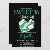 Grüne Sneaker Bash Geburtstagsparty Einladung (Vorne/Hinten)
