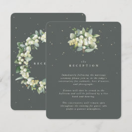 Grüne Snowberry+Eucalyptus Bouquet Empfang Begleitkarte