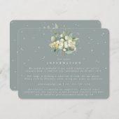 Grüne Snowberry+Eucalyptus Bouquet Hochzeitsinform Begleitkarte (Vorne/Hinten)