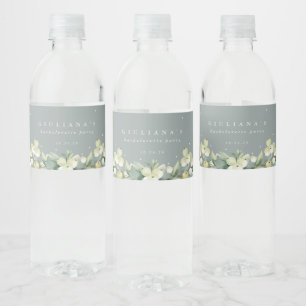 Grüne Snowberry+Eukalyptus Bachelorette/Dusche Wasserflaschenetikett