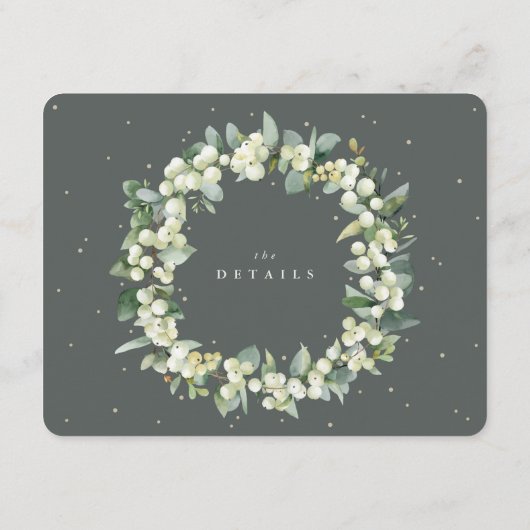 Grüne Snowberry+Eukalyptus Bouquet Hochzeitssendun Begleitkarte (Rückseite)