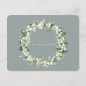 Grüne Snowberry+Eukalyptus Ewedding Info Begleitkarte (Rückseite)