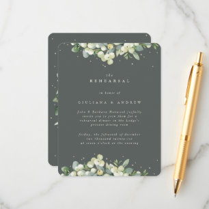 Grüne Snowberry+Eukalyptus Ewedding Probe Begleitkarte