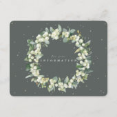 Grüne Snowberry+Eukalyptus Garland Hochzeitsinform Begleitkarte (Rückseite)