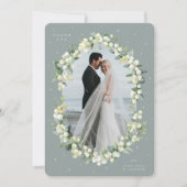 Grüne Snowberry+Eukalyptus Hochzeitsames flaches F Dankeskarte (Vorderseite)