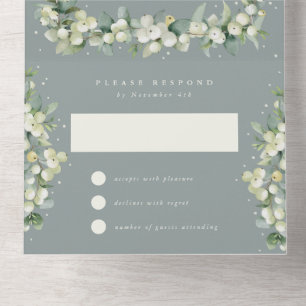 Grüne Snowberry+Eukalyptus Hochzeitsempfang nur All In One Einladung