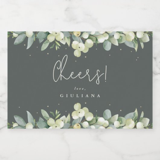 Grüne Snowberry+Eukalyptus Junggeselinnen-Abschied Alkoholflaschenetikett (Einzelnes Label)