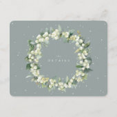 Grüne Snowberry+Eukalyptus Stem Hochzeitdetails Begleitkarte (Rückseite)