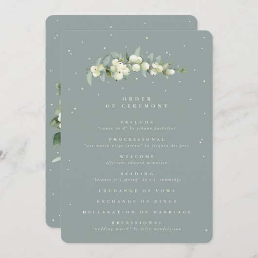 Grüne Snowberry+Eukalyptus Stem Wedding Programm (Vorne/Hinten)