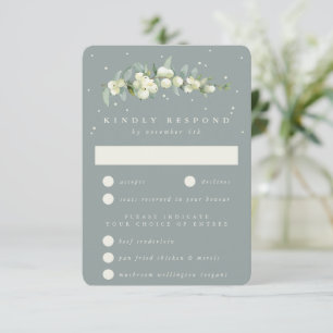 Grüne Snowberry+Eukalyptus Stem Wedding RSVP Karte